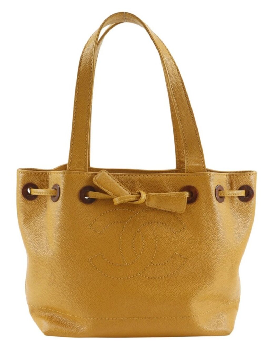 CHANEL COCO Mark Tote Bag purse Camel Caviar skin Women